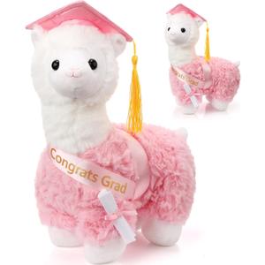 Chalyna 10 inch Graduation Llama Plush Stuffed Animal Class of 2026 Cute Congrats Grad Llama with Cap Diploma and Sash Soft End of Year Graduation Gift Party Decor for Kids Girls Boys(Pink)