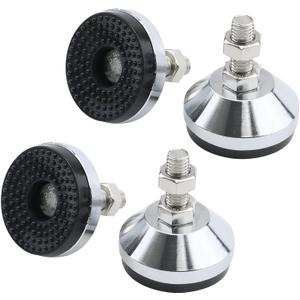 Antrader 4 Pcs Heavy Duty M12 Thread 2-Inch Adjustable Leg Leveler Carbon Steel Shockproof Self Leveling Feet - Base Diameter 2.4-Inch, for Workbench, Machine, Cabinet & Heavy Duty Applications, Black