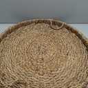 Large 27.6 Inches Rattan Round Serving Tray with Handles Round Braided Bankuan Basket with Handles for Decorative Coffee Table Fruit Bread