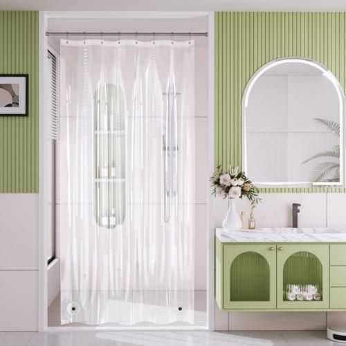 AmazerBath Shower Curtain Liner, 48x72 Clear Shower Curtain Liner, Waterproof Plastic Shower Liner, Cute Lightweight PEVA Shower Curtain for Bathroom with 2 Magnets and 8 Rustproof Metal Grommets