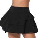 Sunzel Pleated Tennis Skort for Women, High Waisted Athletic Skirt with Built-in Shorts & Pockets for Pickleball, Black, X-Small (Black, XS)