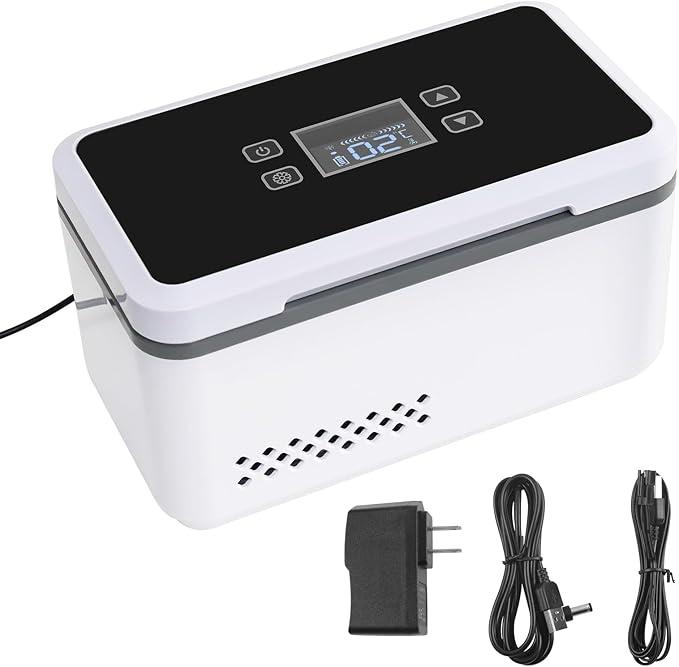 Electric Insulin Cooler Travel Case Box, Insulin Fridge Storage Portable Insulin Refrigerator, Diabetic Insulin Cooler LCD Display, Rechargeable Battery, Temperature Control, 0°C ~ 18 °C