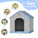 Fancyango Dog House Outdoor Indoor for Small Medium Dogs, Sturdy Plastic Waterproof Doghouse with Air Vents and Elevated Floor, Easy Clean and Assemble (Blue, 26.18''L × 24.02''W × 25.98''H)