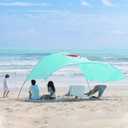 Beach Wind-Powered Shade Canopy, Portable Sun Shelter Tent, UPF 50+ UV Protection, Lightweight, Easy Set Up, 150 Sq. Ft. of Shade for up to 6 People, Blue Tint Shark
