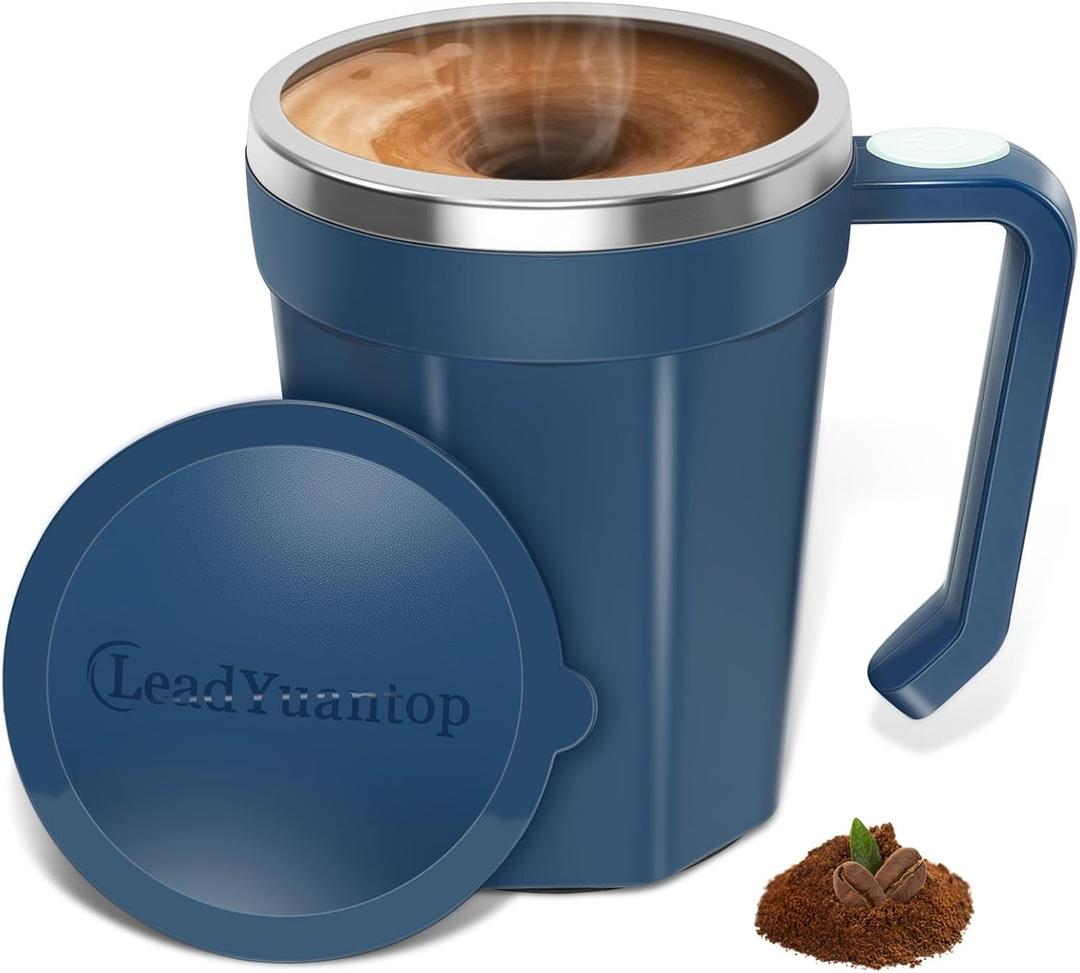 Self Stirring Coffee Mug, 18 oz Automatic Magnetic Electric Mixing Cup Stainless Steel Travel Cup for Coffee, Chocolate, Milk, Tea, Office, Home, Kitchen (Blue)