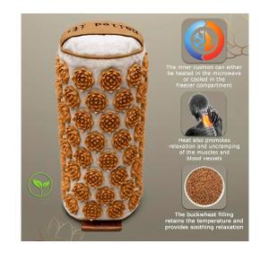 Pillow Beginner Suitable, Made of Linen, Neck and Back Pain Relief, with Neck Roll (Heat Function)  Sustainable