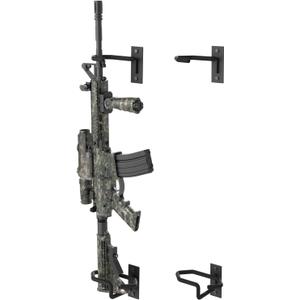 Gun Rack Wall Mount, Metal Shotgun Rack Indoor, Adjustable Rifle Storage Holder with Soft Padding, Vertical Gun Display Stand for Closet, Version Parallel to The Wall