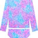 Girls Rash Guard Swimsuit Long Sleeve Two Pieces Bathing Suit | Tankini Swimwear with Briefs, Toddler Kids Design, Adorable Swimwear, UPF 50+ Sun Protection, Quick Dry