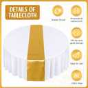 Tudomro 8 Pcs White and Gold Round Plastic Tablecloth and Satin Table Runner Set 84 Inch Round Covers 12 x 108 Inch Table Runners for Wedding Birthday Party Baby Shower Anniversary