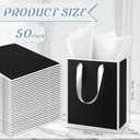 Yeaqee 50 Pack Metallic Gift Bags with Handle and Tissue Paper Gold Foil Thank You Bag for Graduation Wedding Groomsmen Bridal Baby Shower Gifts Holiday Party Favors 9x7x3.15'' (Black White)