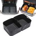 Air Fryer Silicone Liners for Ninja DZ071 7qt Megazone/instant Versazone 9qtReusable Air Fryer Accessories BPA Free Platinum Silicone Air Fryer Basket Liners, Rectangle Dual Liners(2 PCS)