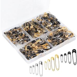 2 x 600 Pcs Safety Pins Assorted, 4 Sizes Large and Small Safety Pins for Clothes,Black Gold Silver Safety Pin Rust Resistant for Art,Crafts, Sewing and Jewelry Making