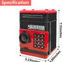 Piggy Bank Electronic Mini ATM for Kids Baby Toy, Safe Coin Banks Money Saving Box Password Code Lock for Children,Boys Girls Best Gift (Black Red), 13 inches x 10 inches x 15 inches