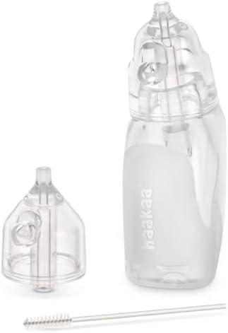haakaa Silicone Baby Nasal Aspirator| Safe Baby Nose Cleaner| Easy-Squeeze Nose & Ear Bulb Syringe with Brush|0m+ Newborn Toddler -Transparent, Penguin