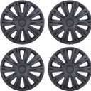 15'' Hubcaps Set of 4 Wheel Rim Cover Universal R15 Hub Caps Replacement ABS Material Exterior Accessories for Car Pickup Truck SUV (15-Inch, Matte Black)