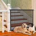 Cupount Dog Screen Mesh Gate for Stairs Pet Gates for The House: for Doorways Stairways Indoor 29 inches Tall, 38 inch Wide, Fits 32-35 inch Openings