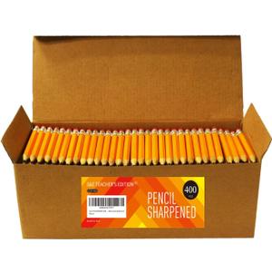 S & E TEACHER'S EDITION 400Pcs Half Pencils with Eraser Tops, Golf Pencil, Classroom, Pew - # 2 HB Pre-Sharpened Hexagon, Back to school, 400 Count Bulk Pack