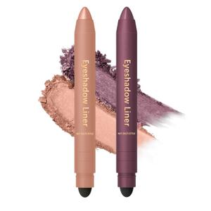 5 x Shadow Liner 2in 1 Eyeliner Eyeshadow,Shadow Liner Duo Plum,2-in-1 Eye Makeup Eyeliner +Eyeshadow,Waterproof,Smooth,Easy to Color(Champagne+Purple)