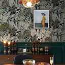 5 x Ismoon 16.1inx78.7in Wallpaper Peel and Stick Black Contact Paper Modern Removable Self-Adhesive Wallpaper Tropical Jungle Grey Leaf Floral Vinyl for Drawer Shelf