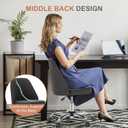 DUMOS Office Chair, Comfy Desk Chair Rolling Vanity Swivel Task Chairs with Wheels, Wide Seating Armless Height Adjustable Computer Chairs for Home,Bedroom,Student,Adults, Graphite, Medium