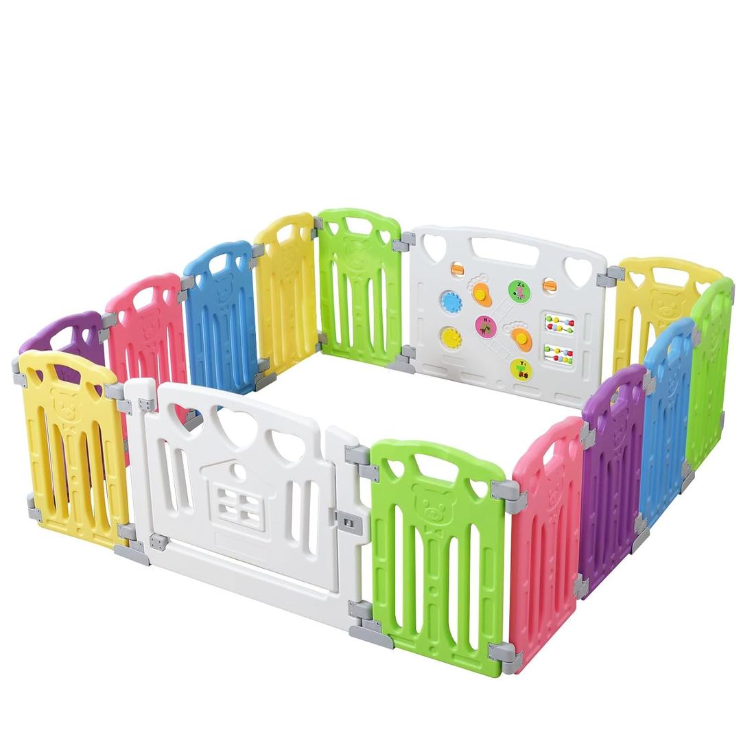 Baby Playpen Kids Activity Centre Safety Play Yard Home Indoor Outdoor New Pen (Multicolour, Classic Set 14 Panel)