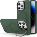 ESR for iPhone 14 Pro Max Case, MagSafe Silicone Case with Stand, Military-Grade Protection, Built-in Camera Stash Stand, Magnetic Phone Case for iPhone 14 Pro max, Cloud Series,Green