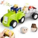 iPlay, iLearn Baby Farm Tractor Toy, Cool Remote Control Truck Toy for Toddler 2-3, Infant Music RC Animal Trailer W/Sound, Easter Birthday Gift for 18 24 Month 2 3 4 Year Old Boy Girl Kid Children