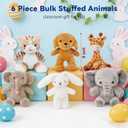 6 Pcs Stuffed Animals Bulk, 8 Inch Small Stuffed Safari Animals, Zoo Stuffed Animals Set (Cat Dog Elephants Giraffe Bunny) Baby Shower Party Decor, Easter Gift for Classroom Kids, Teens, Girls