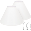 White Lamp Shades Set of 2, Empire Large Lamp Shades for Table Lamps Floor Lamps, 6" Top x 16" Bottom x 10.8" High, Natural Linen Lampshades Replacement, Spider, Harp Holders Included, Easy Assembly