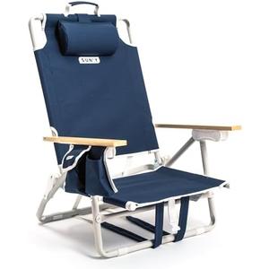 SUN'Y Escapes Portable Backpack Beach Chair for Adults - Nautical Navy