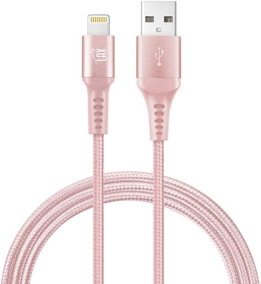 iPhone Charger Lightning Cable - [MFi Certified] Durable Braided Apple Lightning USB Cord for latest iOS including iPhone X/8/8Plus/ 7/7Plus/IPad Pro (Rose Gold)