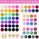 6mm Glass Beads for Bracelets, 2700pcs 70 Colors Crackle Glass Beads for Jewelry Making, Funtopia Round Crystal Beads for DIY Necklace Crafts with Spacer Beads, Solid and Floral Colors
