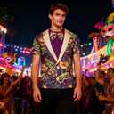 Mens 4th of July Hawaiian T-Shirt,American Flag Tie Dye Shirts,Mardi Gras St Patricks Day Hawaiian T-Shirt (M)