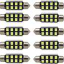 WLJH 6418 Led Festoon Bulb 36mm 1.42in C5W Led, Super Bright 8SMD 2835 Chips 400lm 6000k White Interior Led Bulb for Car License plate light Map Dome Courtesy Trunk Light etc, Pack of 10pcs