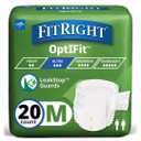 FitRight Ultra Adult Diapers, Disposable Incontinence Briefs, Leak-Proof Diaper, Absorbent Briefs For Men and Women, Maximum Protection, Medium, 32 – 44 in, 20 briefs per bag