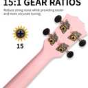 AODSK 23 Inch Concert Ukulele for Beginners, Black Sapele Uke with Gig Bag, Strap, Strings & Picks (Pink)