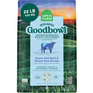Open Farm Goodbowl, Oven-Baked Small Batch Dry Dog Food - Grass-Fed Beef & Brown Rice Recipe, Includes Non-GMO Produce & Grains, 22lb Bag (352oz Bag) (22 Pound (Pack of 1))