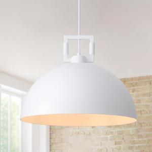White Dome Pendant Lights Kitchen Island, 17.7" Large Pendant Light Fixtures, Modern Farmhouse Chandelier Industrial Nordic Pendant Light Hanging for Hallway Dining Room Bedroom Foyer Bar