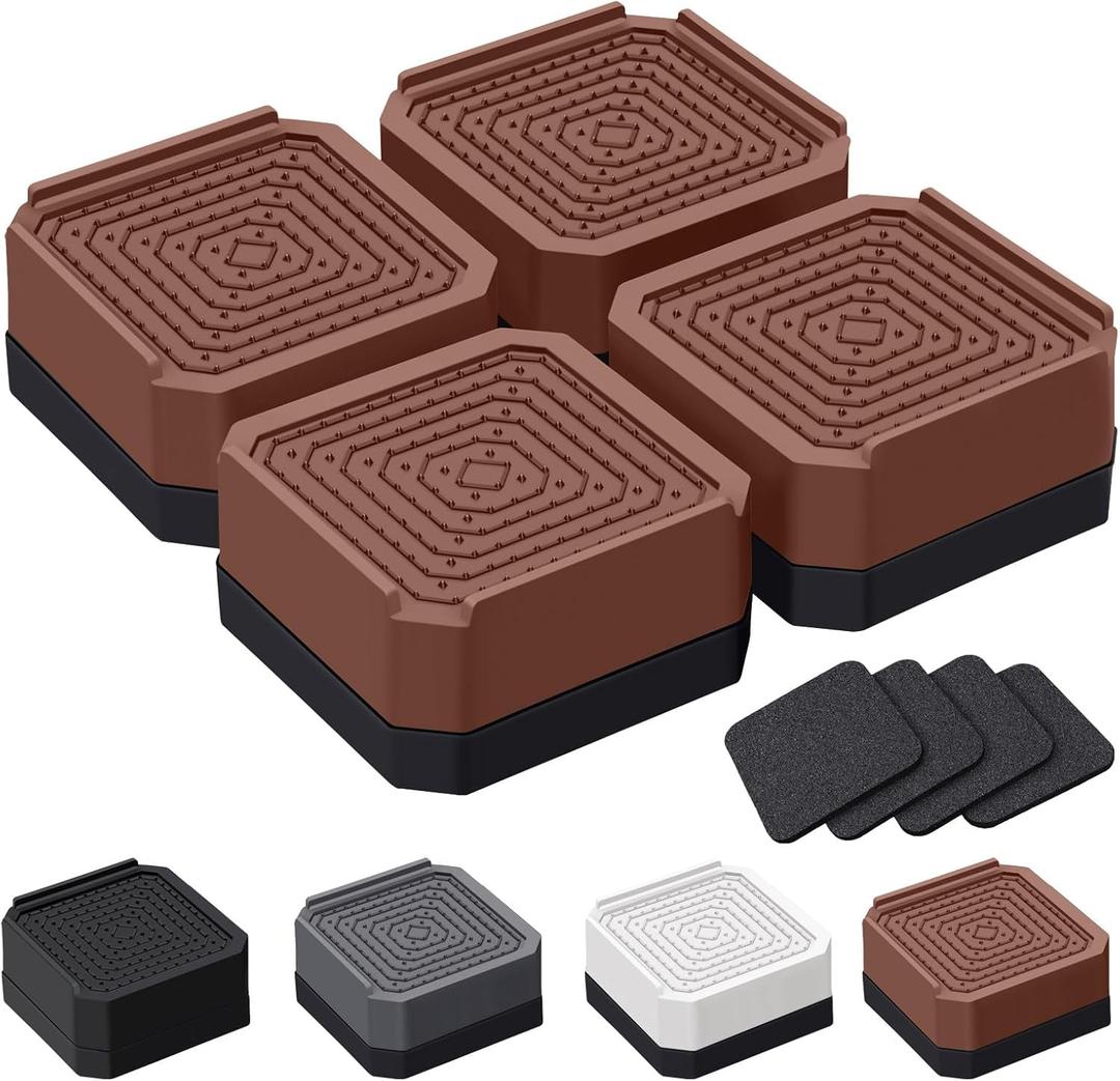 ANNKUT Bed Risers and Furniture Risers, Heavy Duty Adjustable Lifting Blocks for Couches, Desks, and Chairs, Elevates 1.5 Inches, Holds up to 4000 lbs (Brown)