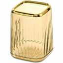Aesthetic Pen Holder for Desk Cute Office Supplies Cubicle Decor Kawaii Workspace Accessories Boho Makeup Organizer for Women Girls Pencil Cup Aesthetic Rotating Caddy for Home Office (Gold)