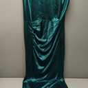 AOMEI Women's Cap Sleeve High Waist Ruched Slit Slim Elegant Long Satin Formal Dress (X-Large, Green)