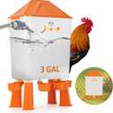 3 Gal Automatic Chicken Waterer with Float Valve, Automatic Chicken Watering System with 60-Inch Hose (One End 3/4''), Large Waterer for Chicken Duck Quail Turkey