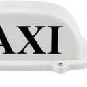 12V LED White Light Magnetic Taxi Sign Roof Top Car Super Bright Light Lamp With 3 Meter Power Plug Line Compatible With Driver Practitioner (Type: With Sign, Case Color: White)