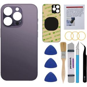 OEM Rear Back Glass Replacement for iPhone 14 Pro Max 6.7 inches with Reparing Toolkit and Pre-Installed Adhesive (Deep Purple)