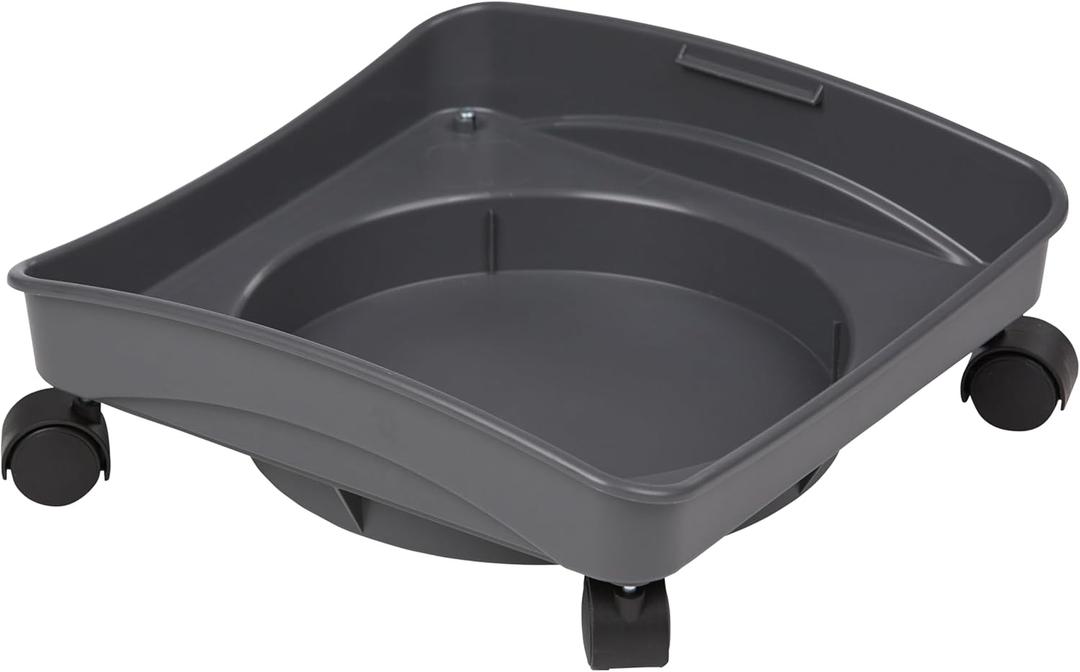 Mighty Tuff Rolling Dolly, Made in USA, Gray, Heavy Duty Plastic Utility Cart with 360 Degree Wheels for Mighty Tuff Pet Food Storage and 5 Gallon Buckets