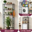 3-Tier Over The Toilet Storage Cabinet with Paper Holder and 4 Hooks, Metal Over Toilet Bathroom Organizer and Storage Shelf, Bathroom Shelves for Living Room/Laundry/Balcony(Black)