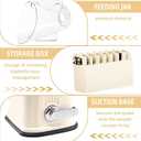 Rotary Cheese Grater with Handle, Vegetable Shredder with 5 Replaceable Blades & Strong Suction Base, Round Food Slicer & Chopper for Kitchen Fruit Vegetables Nuts with Blade Storage Box (Beige)