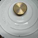 Overmont Enameled Cast Iron Dutch Oven - 7QT Pot with Lid Cookbook & Cotton Potholders - Heavy-Duty Cookware for Braising, Stews, Roasting, Bread Baking white