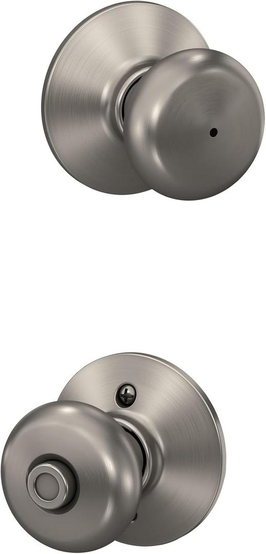 Schlage F40 PLY 619 Plymouth Door Knob, Bed & Bath Privacy Lock, Satin Nickel