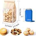 100 Pcs Bread Bags with Tin Tie, Loaf Bags Made Of Brown Cotton Paper, Storage Packing Bag with Clear Window for Bakery, Cafe, Homemade Bread, Mini Size 3.9 Inch